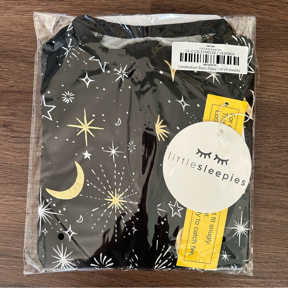 Little Sleepies Black and Gold Starry Night zippy 18-24 months